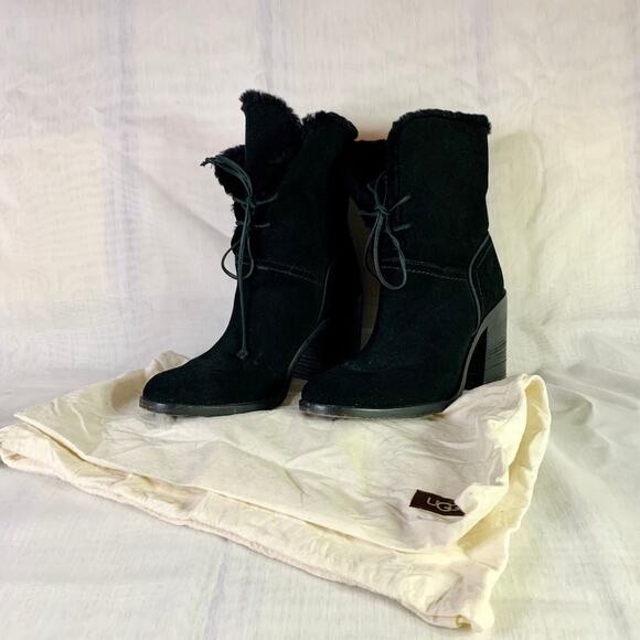 Ugg Jerene Boot Black Size 7.5 Original Dustbag - Picture 2 of 10